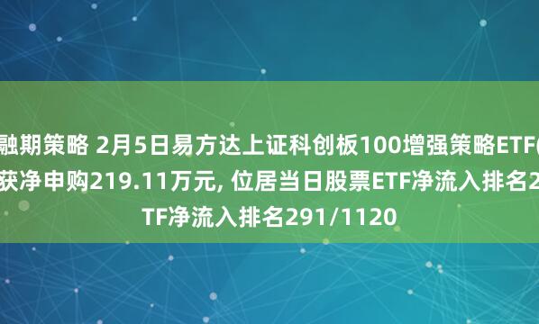 融期策略 2月5日易方达上证科创板100增强策略ETF(588500)获净申购219.11万元, 位居当日股票ETF净流入排名291/1120